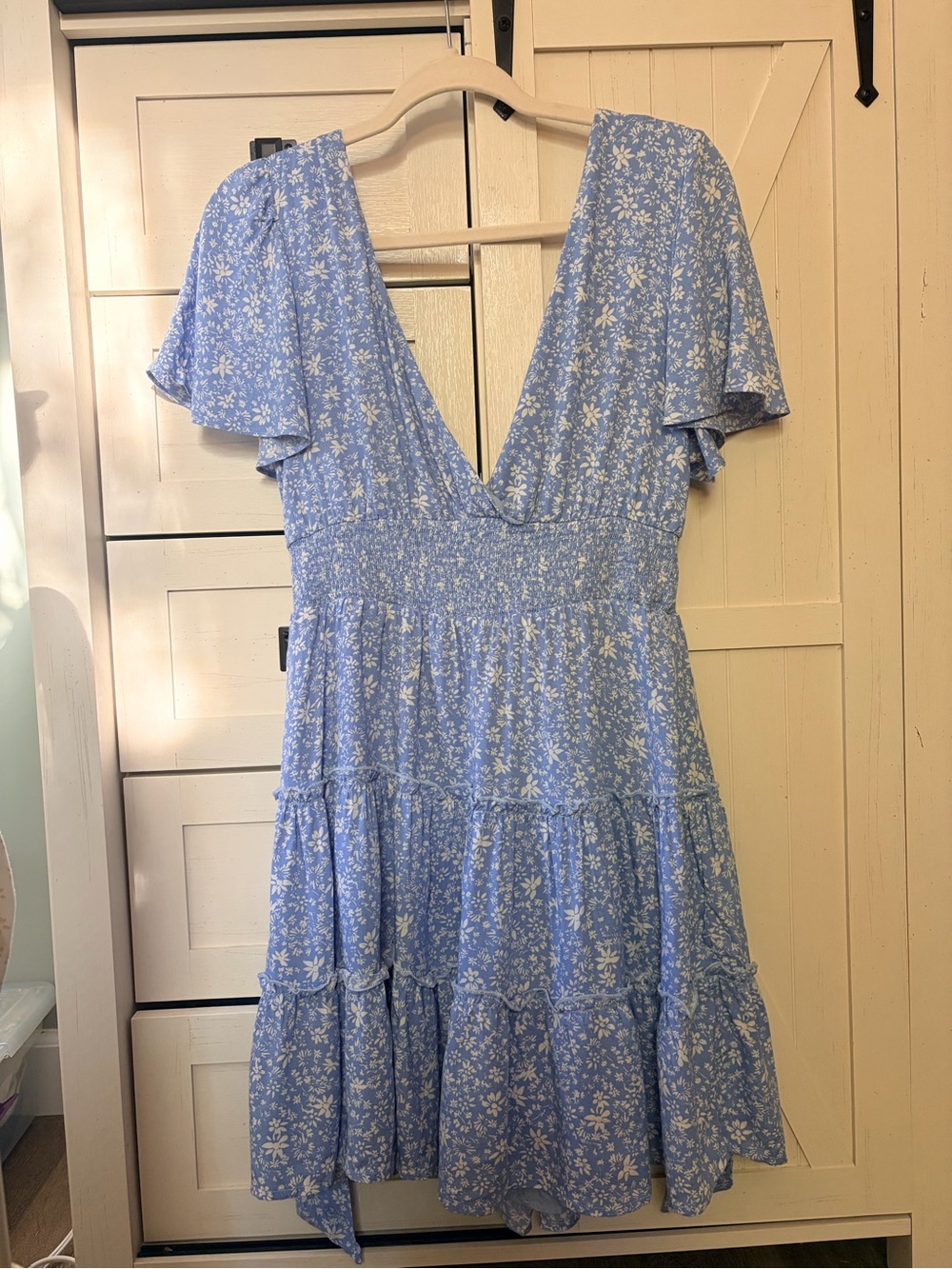 Altar'd State - Kylene Floral Mini Dress - Sky Blue - Size Large